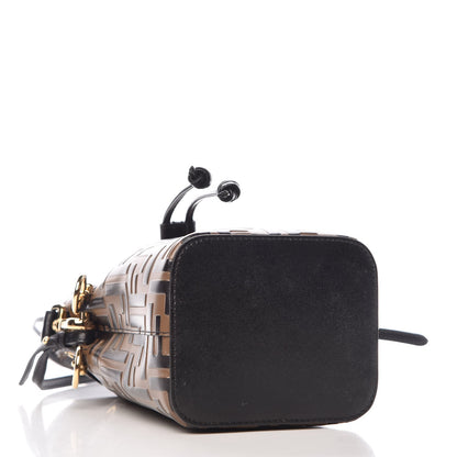 Fendi Vitello Liberty F is Fendi Bi-Color FF 1974 Embossed Mini Mon Tresor Bucket Bag Maya Black 4 of 7