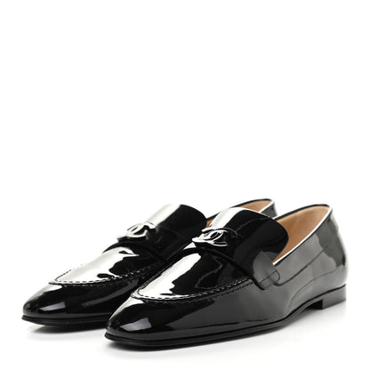Chanel Patent CC Mocassin Loafers 38 Black 3 of 8