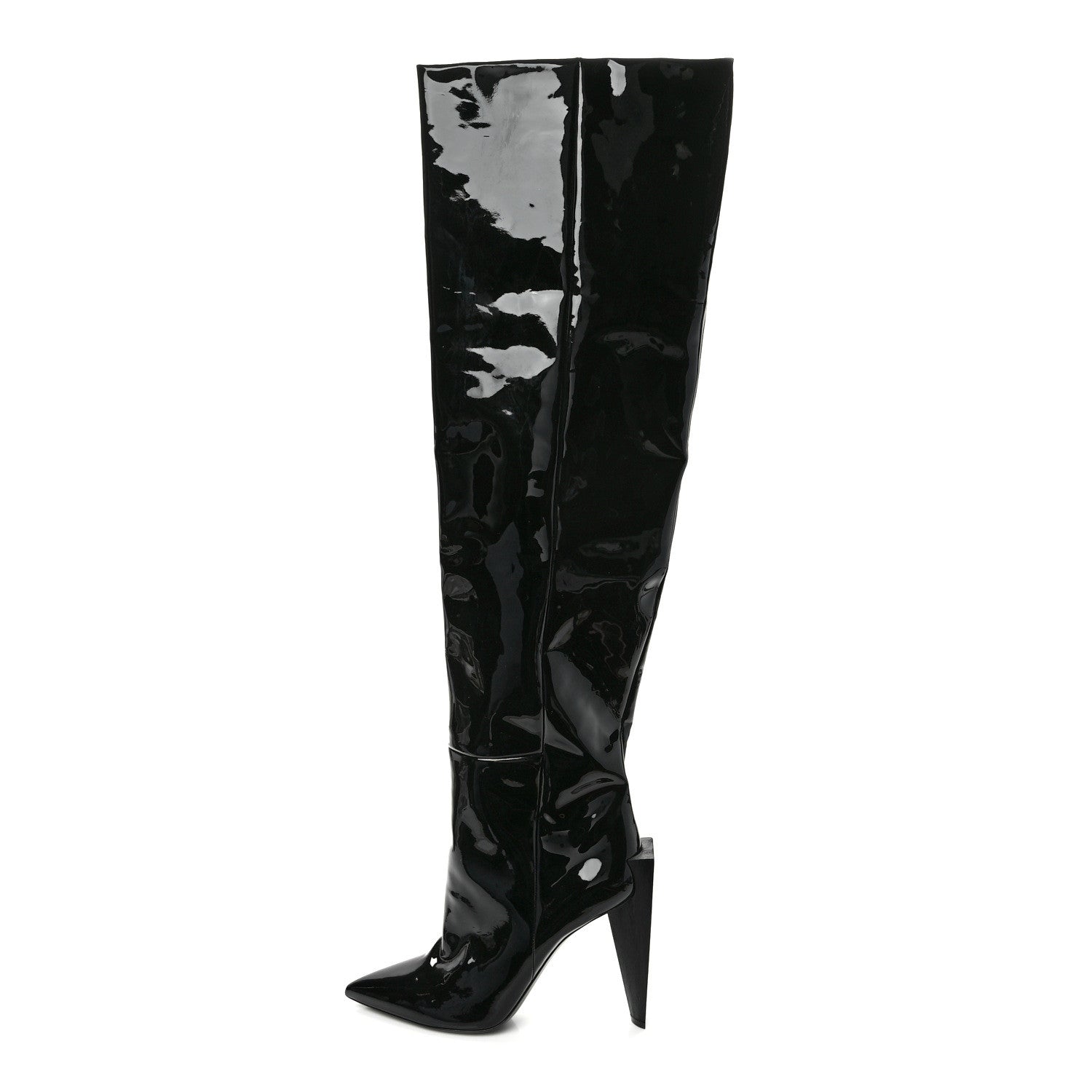 Saint Laurent Patent Over The Knee Boots 41 Black 1 of 6