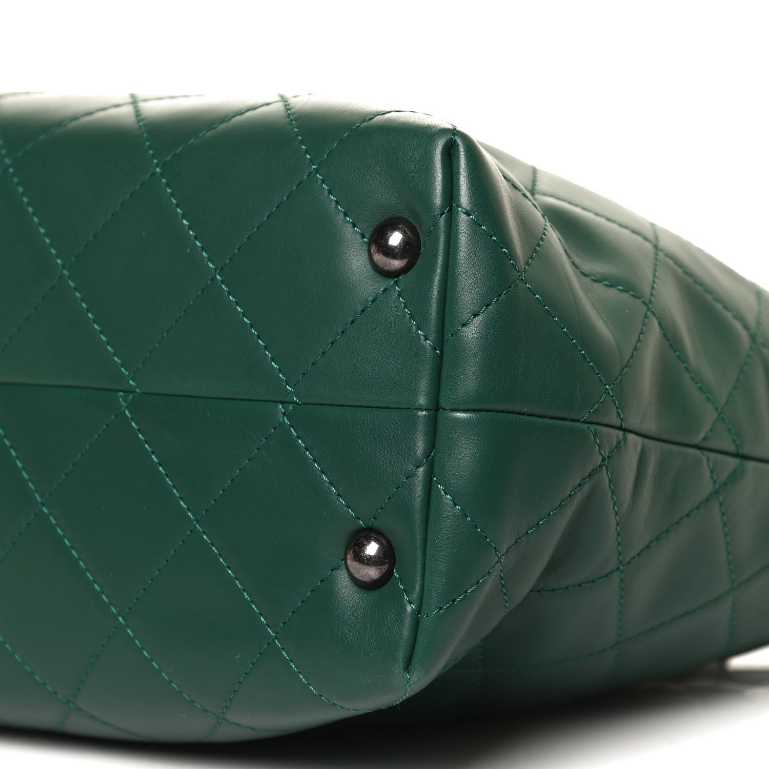 Chanel Calfskin Quilted Large Shopping In Chains Tote Green 10 of 14