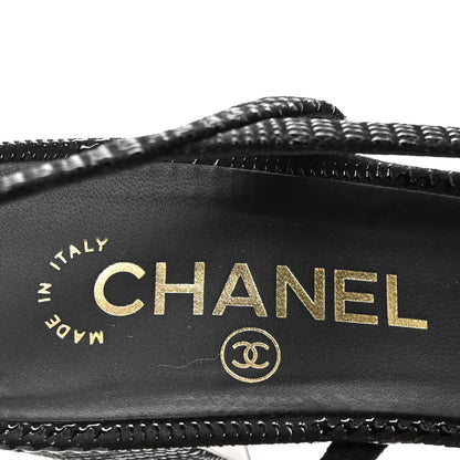 Chanel Suede Kidskin Cap Toe CC Slingback Pumps 40 Black 8 of 9