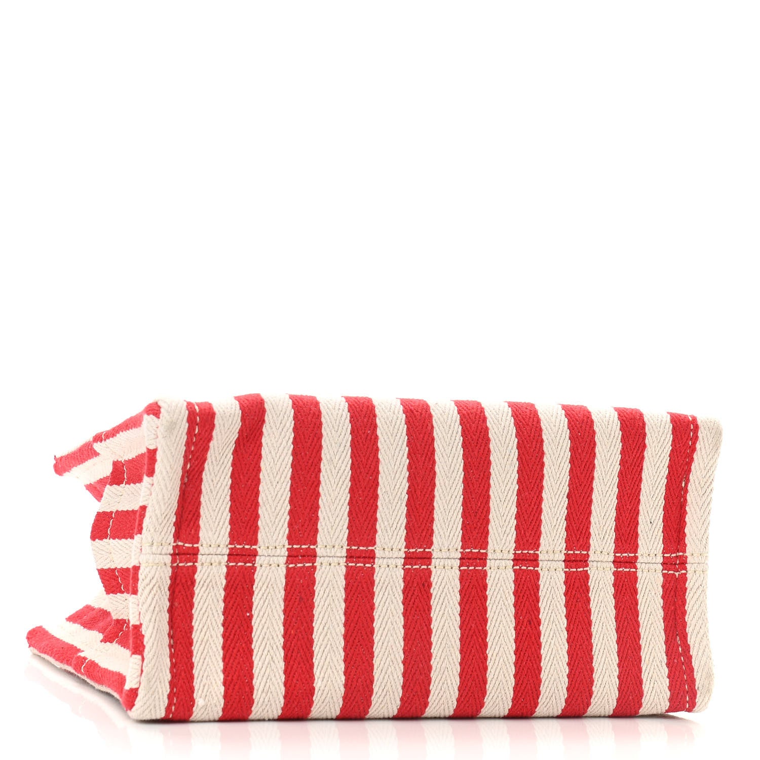 Celine Canvas Calfskin Striped Triomphe Small Cabas Thais Natural Red 4 of 9