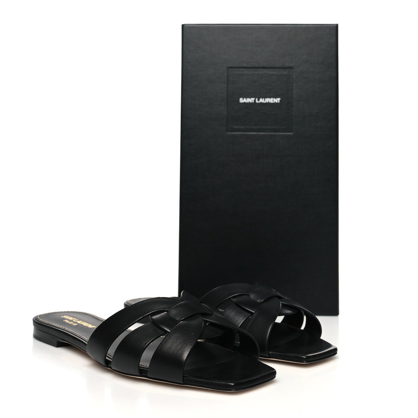 Calfskin Tribute 05 Slide Sandals 38.5 Black