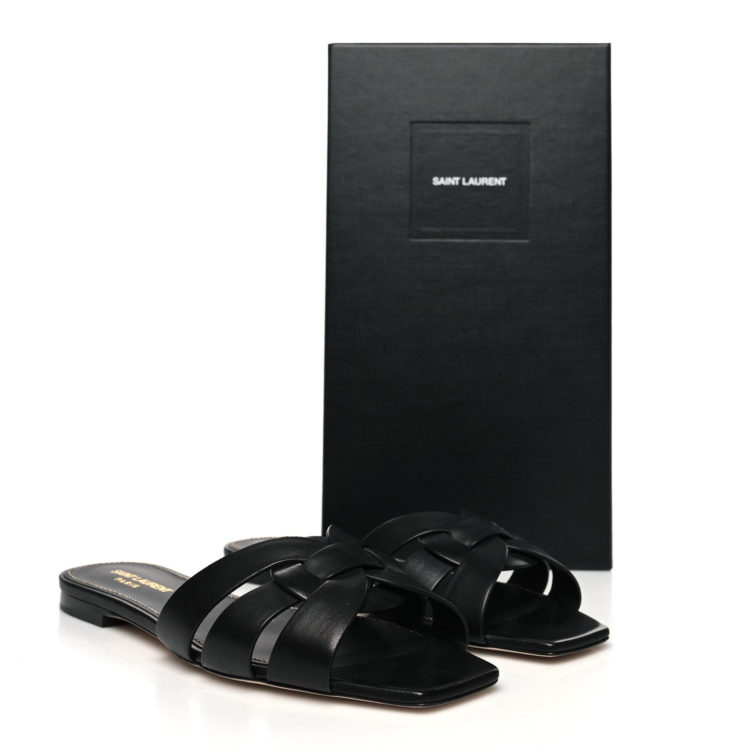 Saint Laurent Calfskin Tribute 05 Slide Sandals 38.5 Black 9 of 9