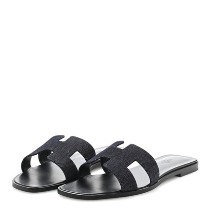 Hermes Denim Canvas Oran Sandals 41 Bleu Brut 4 of 10