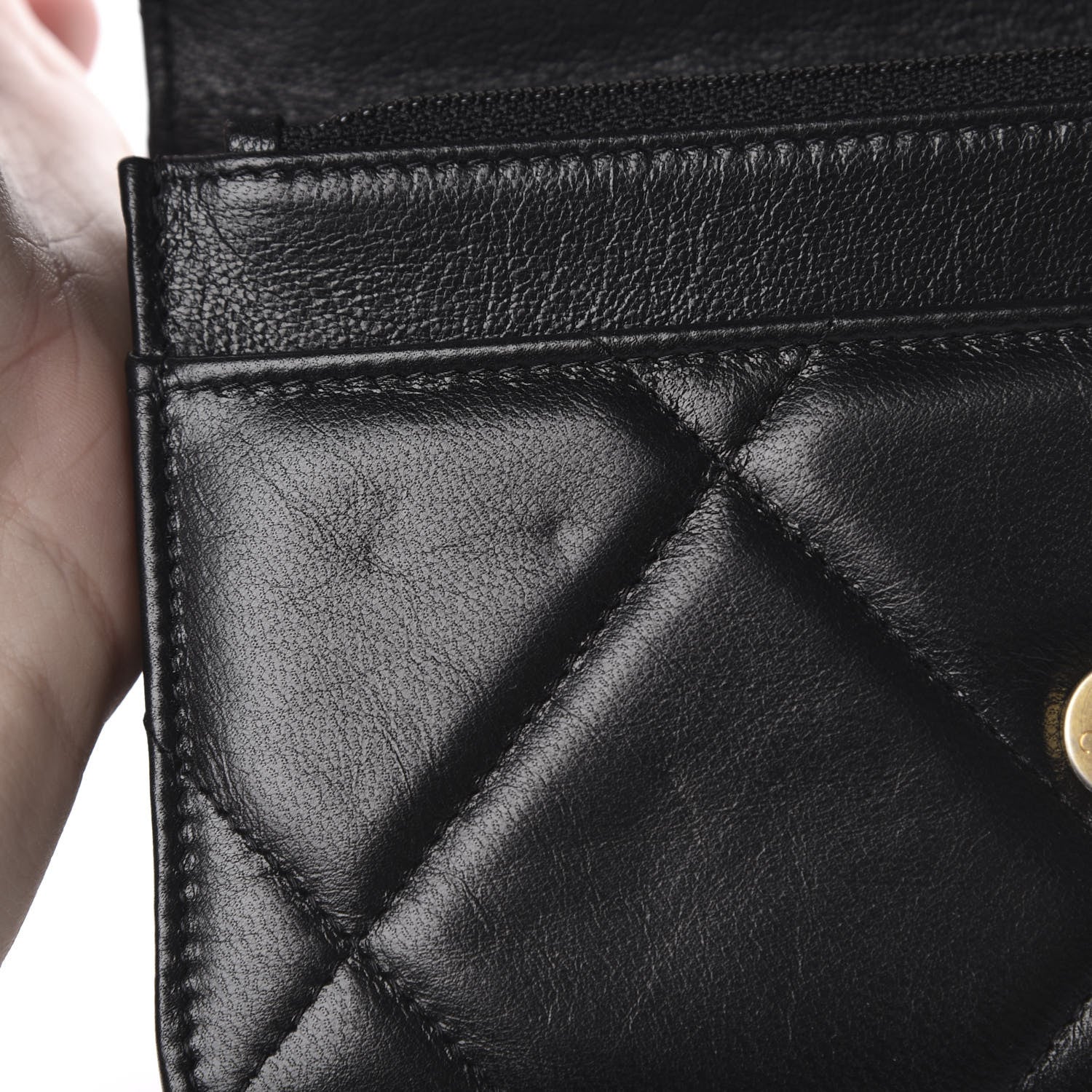 Chanel Shiny Goatskin Quilted 19 Wallet On Chain WOC Black 12 of 13