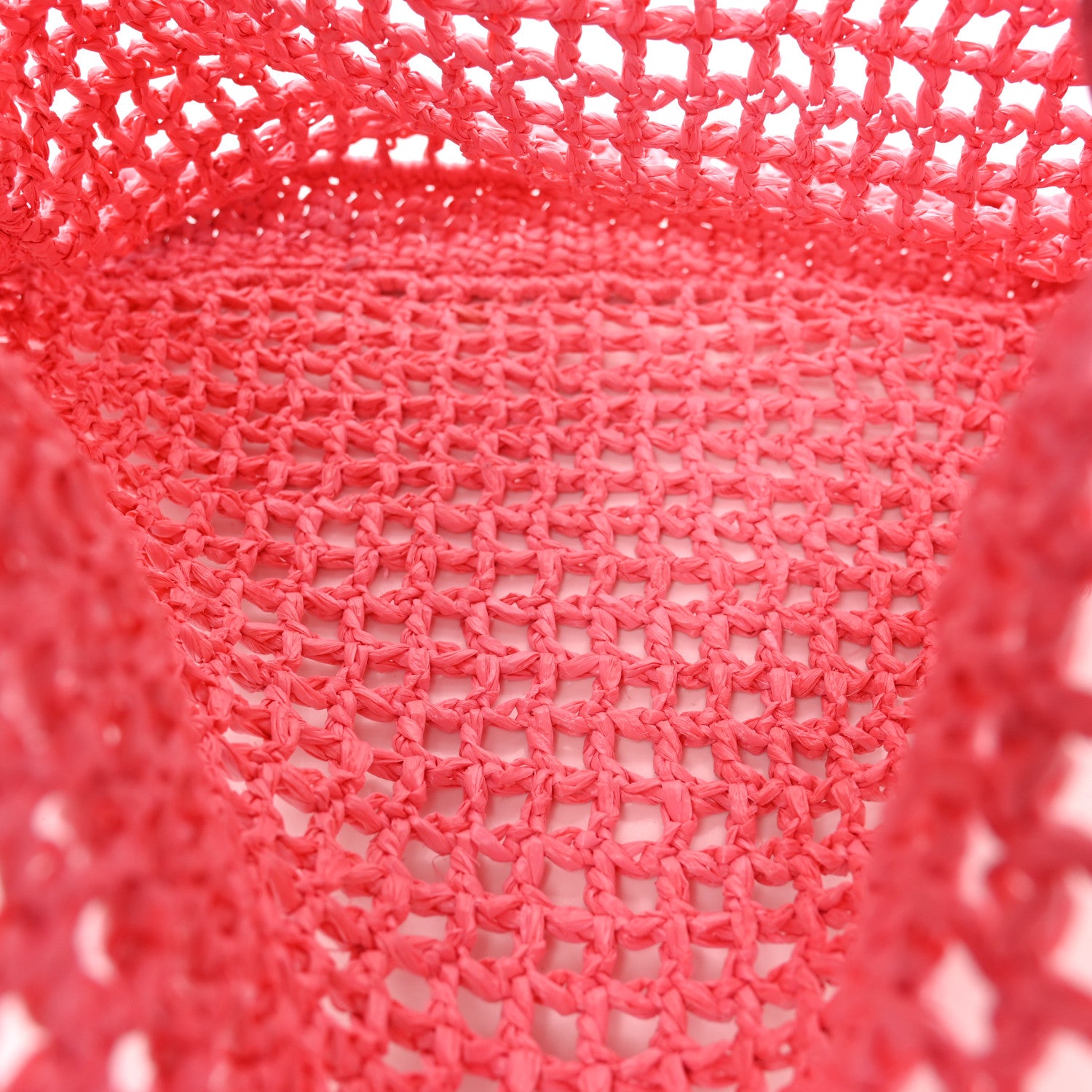 Prada Yarn Raffia Effect Crochet Logo Embroidered Tote Bag Petalo 5 of 9