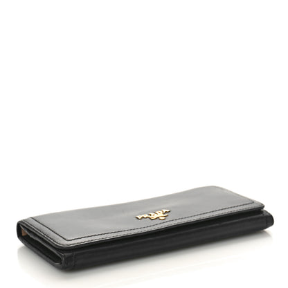 Prada Soft Calfskin Continental Flap Wallet Black 4 of 8