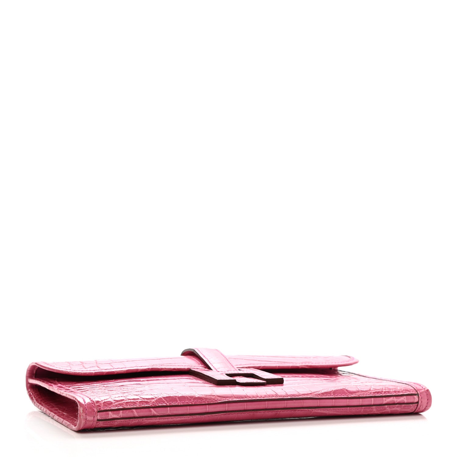 Hermes Shiny Niloticus Crocodile Jige Elan 29 Clutch Rose Tyrien 4 of 7