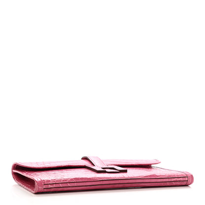 Hermes Shiny Niloticus Crocodile Jige Elan 29 Clutch Rose Tyrien 4 of 7