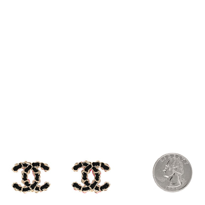 Chanel Lambskin CC Chain Earrings Black Gold Pink 2 of 5