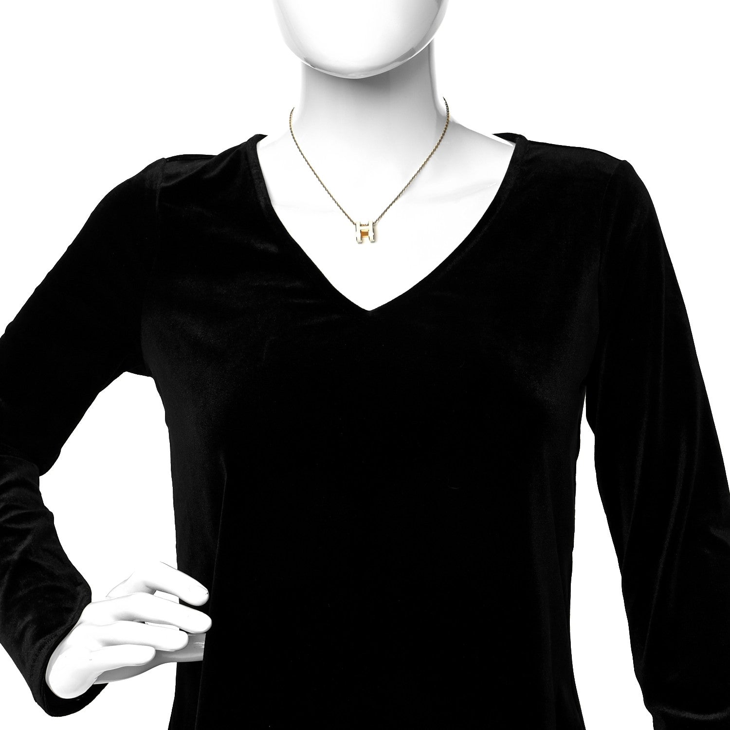 Hermes Lacquered Gold Pop H Pendant Necklace White 2 of 6