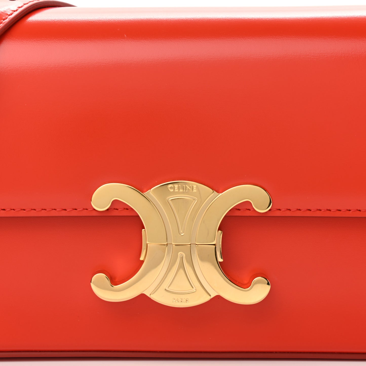Shiny Calfskin Triomphe Shoulder Bag Bright Red