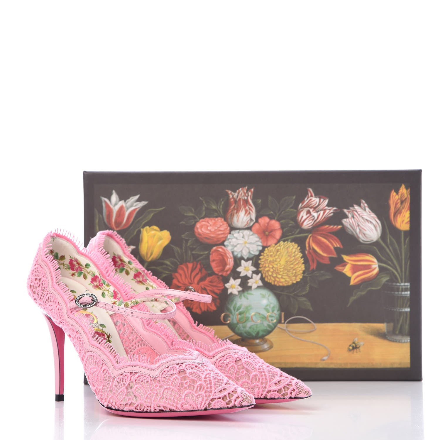 Gucci Lace Pizzo Venice Pumps 38.5 Sugar Pink 9 of 9