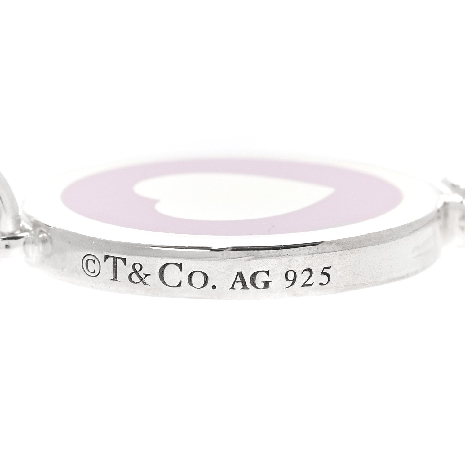 Tiffany Sterling Silver Enamel Keys Heart Key Pendant Lavender 3 of 4