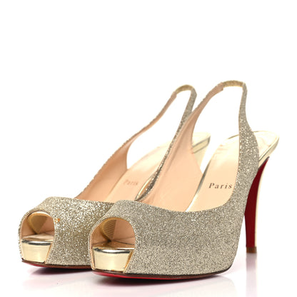 Christian Louboutin Glitter No Prive 120 Pumps 38 Gold 3 of 11