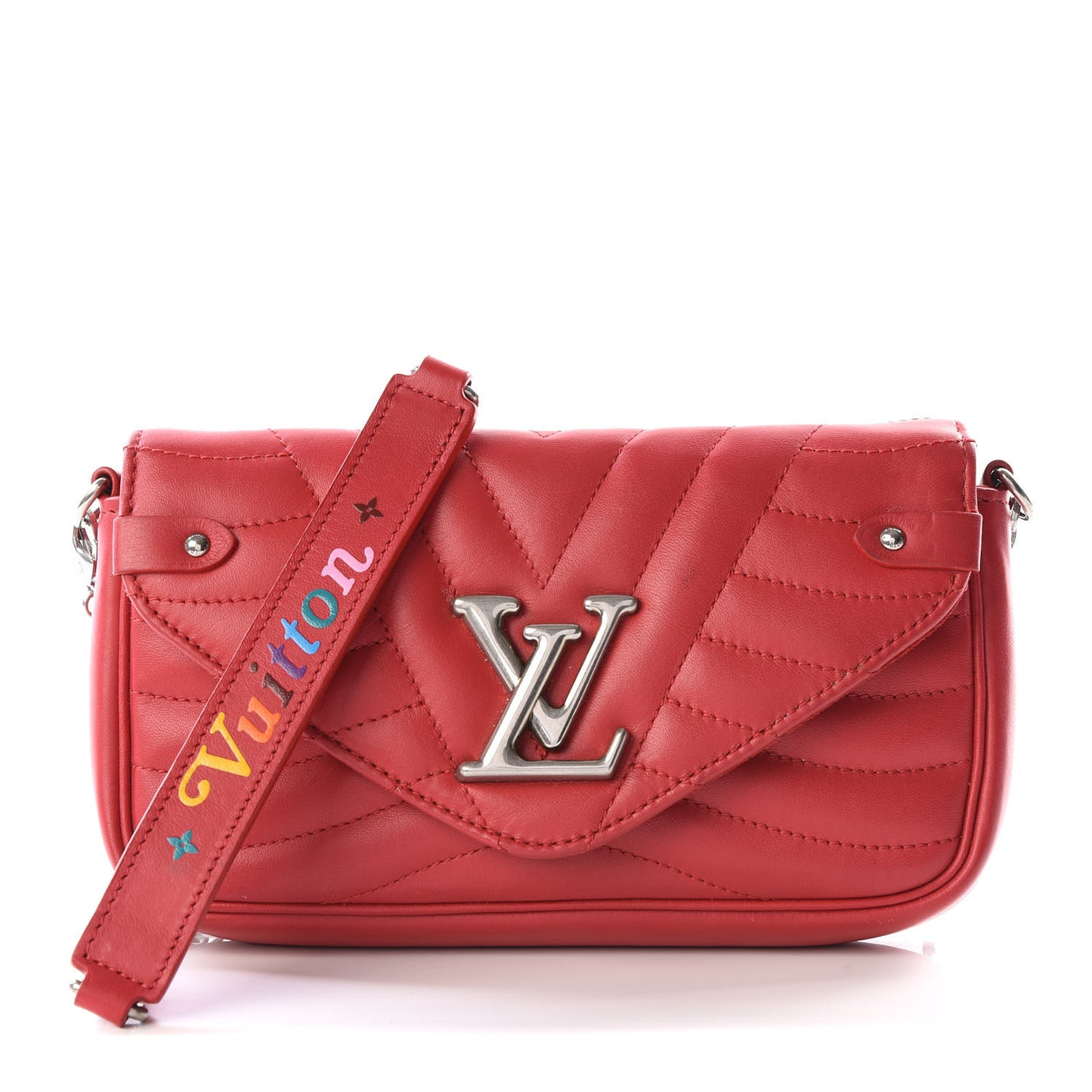 Calfskin New Wave Chain Pochette Scarlet