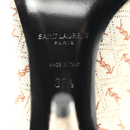 Saint Laurent Silk Blend Monogram Lola Cap Toe Pumps 37.5 Beige 8 of 9