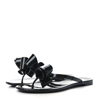 Valentino Garavani PVC Jelly Bow Thong Sandals 37 Black 3 of 8
