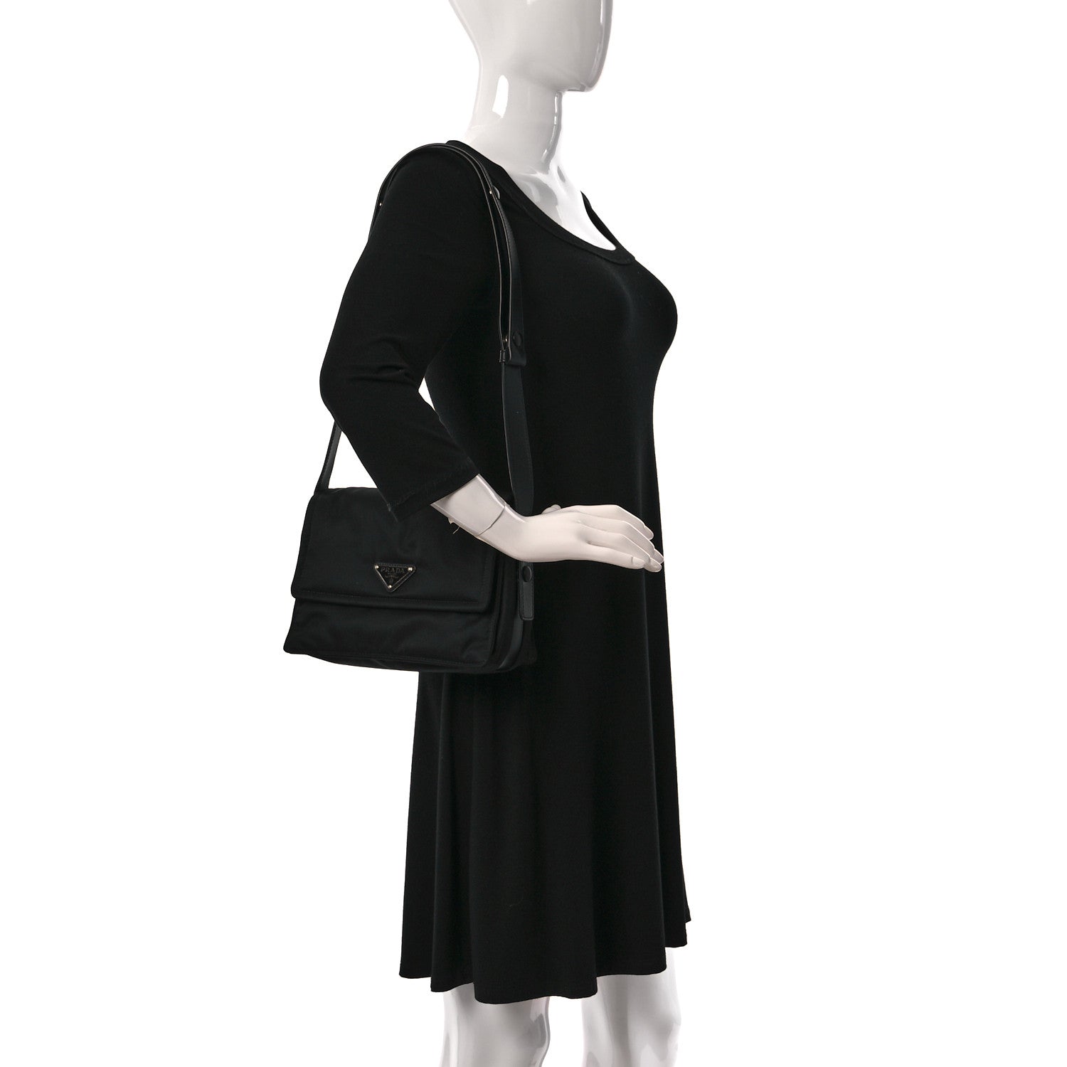 Prada Re-Nylon Vitello Padded Small Flap Shoulder Bag Black 2 of 8