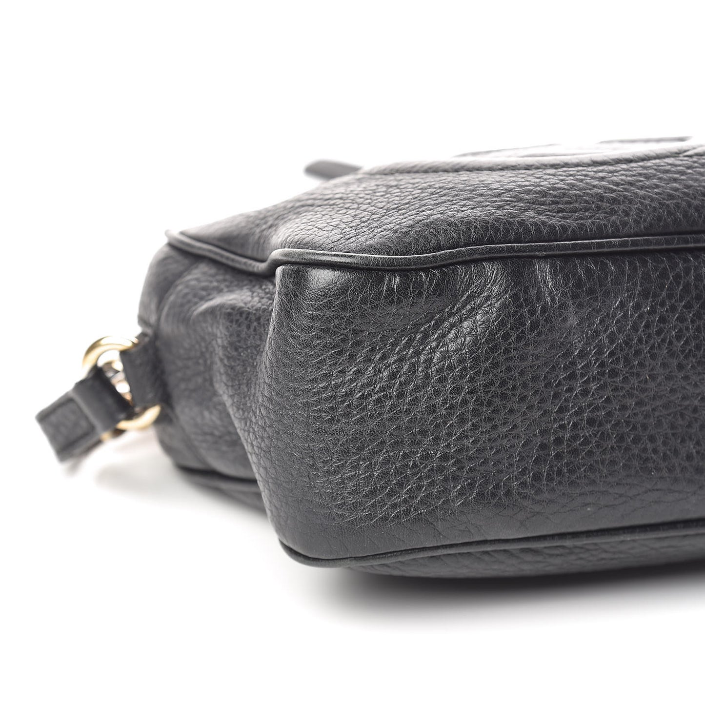 Pebbled Calfskin Small Soho Disco Bag Black