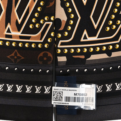 Louis Vuitton Silk Monogram LV World Bandeau Brown 3 of 4