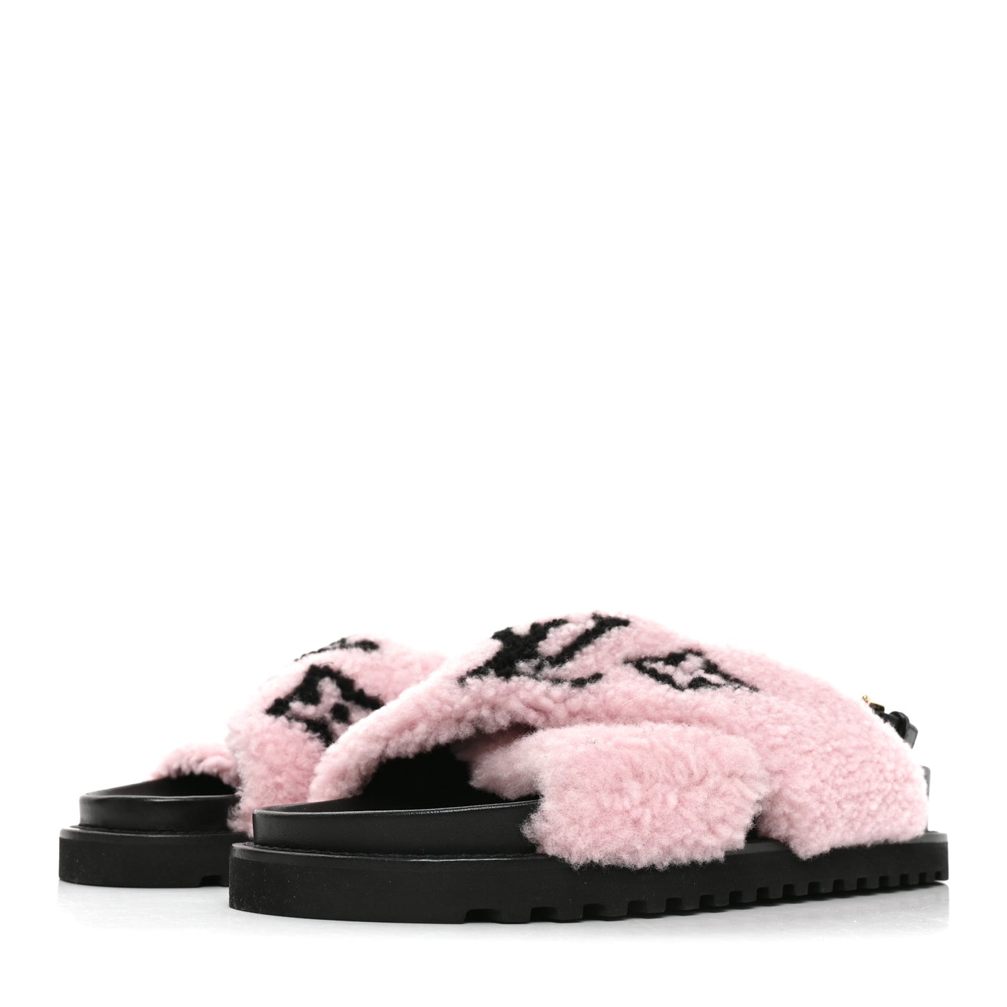 Shearling Calfskin Paseo Flat Comfort Sandal 41 Pink