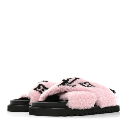 Louis Vuitton Shearling Calfskin Paseo Flat Comfort Sandal 41 Pink 3 of 7