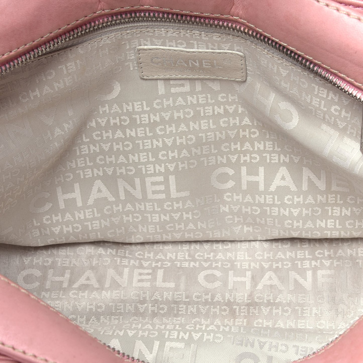 Canvas Woven Lambskin Lax Shoulder Bag Pink