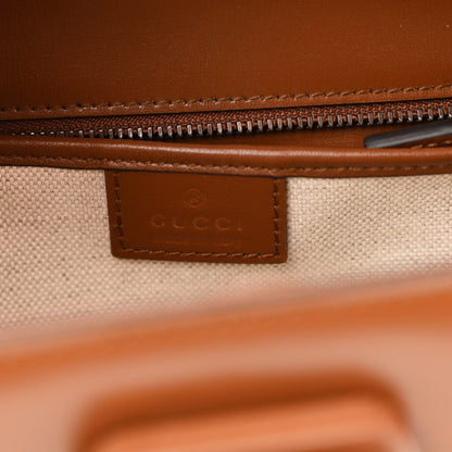 Gucci Boarded Dyana Lux Calfskin Web Small Bamboo 1947 Top Handle Bag Brown 6 of 10