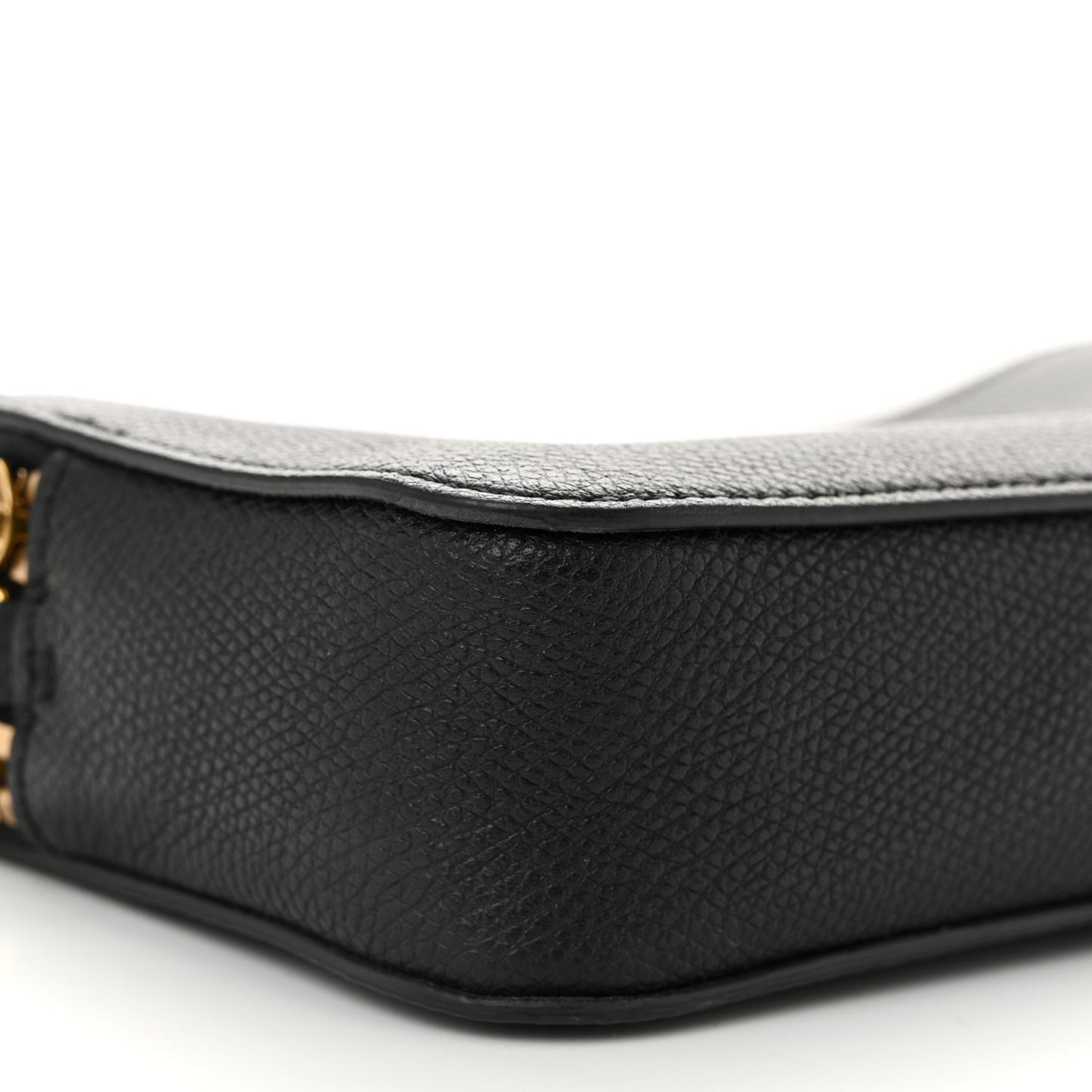 Grainy Calfskin VLogo Double Zip Camera Crossbody Bag Black