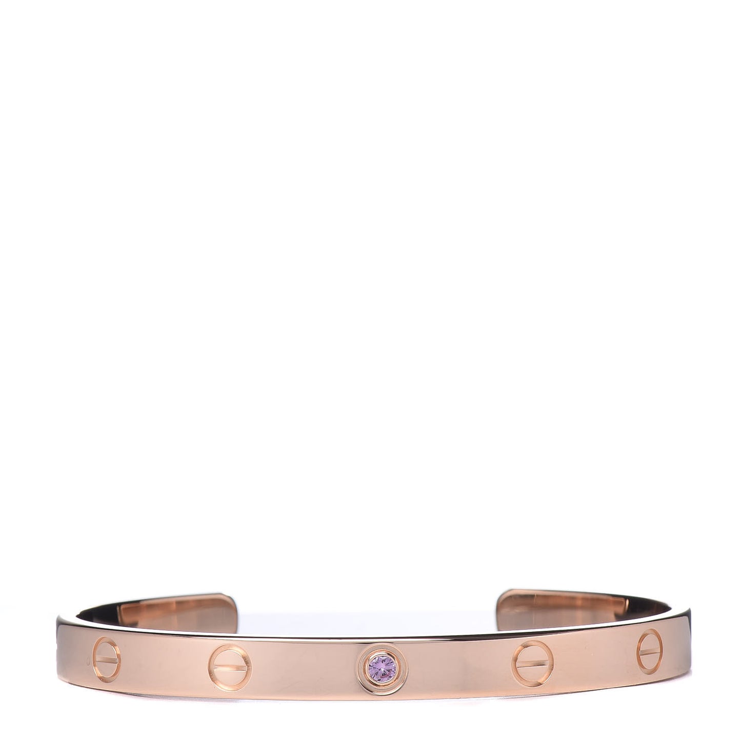 18K Pink Gold Pink Sapphire LOVE Cuff Bracelet 18