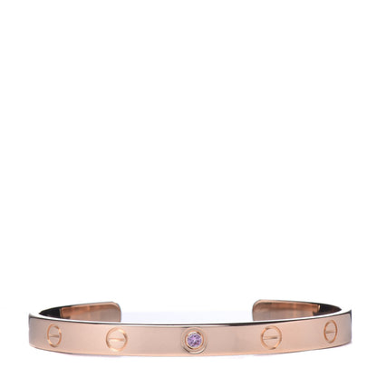 Cartier 18K Pink Gold Pink Sapphire LOVE Cuff Bracelet 18 1 of 6