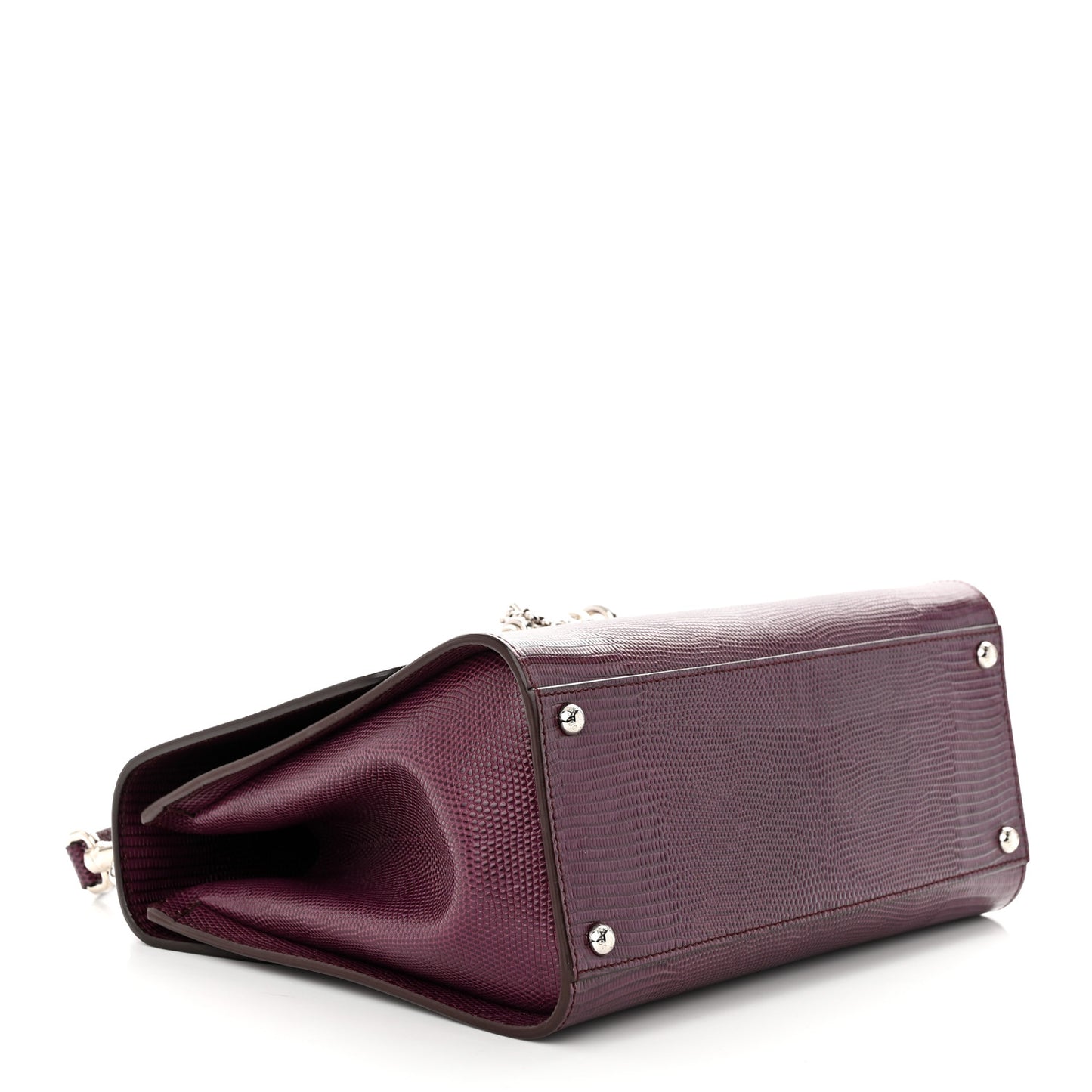 Lizard Calfskin Embossed Medium Monica Top Handle Bag Purple