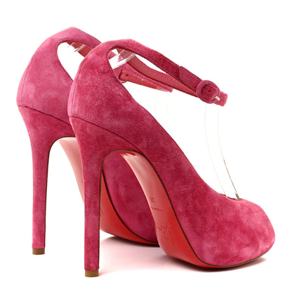 Christian Louboutin Suede Rampoldi 120 Ankle Strap Pumps 38 Pink 4 of 17