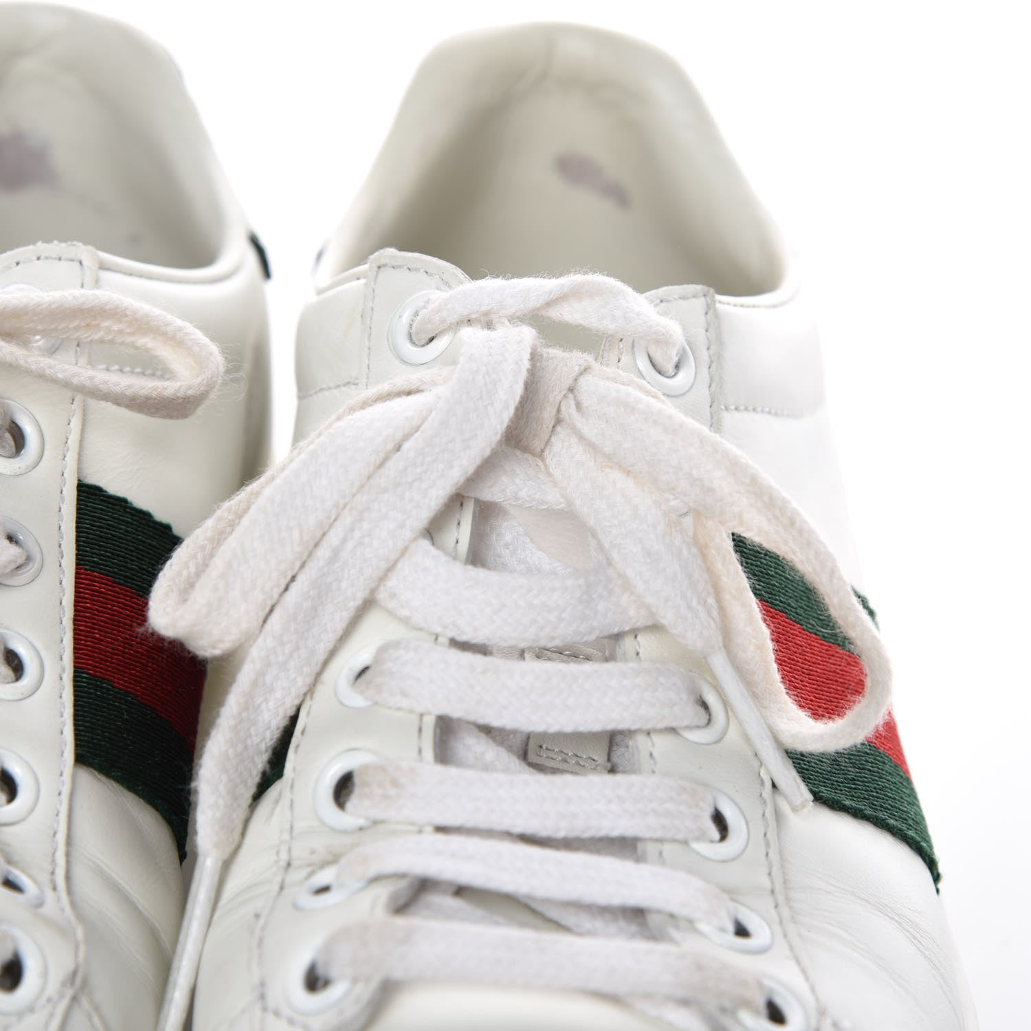 Gucci Calfskin Crocodile Web Womens Ace Sneakers 35 White Green 16 of 20