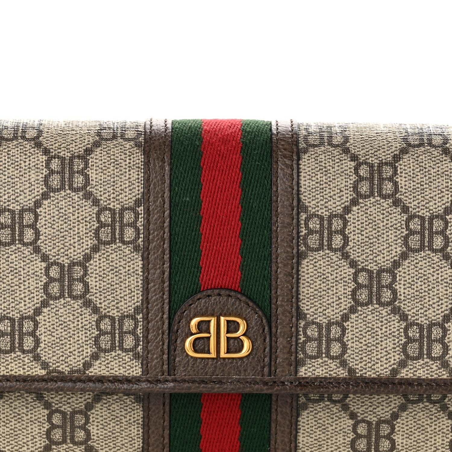 Gucci X BALENCIAGA BB Monogram Web Ophidia Crossbody Wallet Beige New Acero 6 of 9