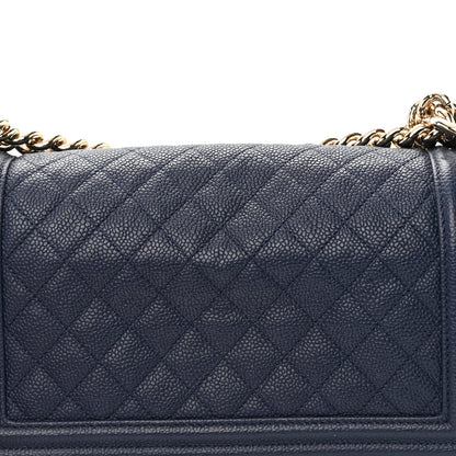 Chanel Caviar Quilted Medium Boy Flap Navy 14 of 15