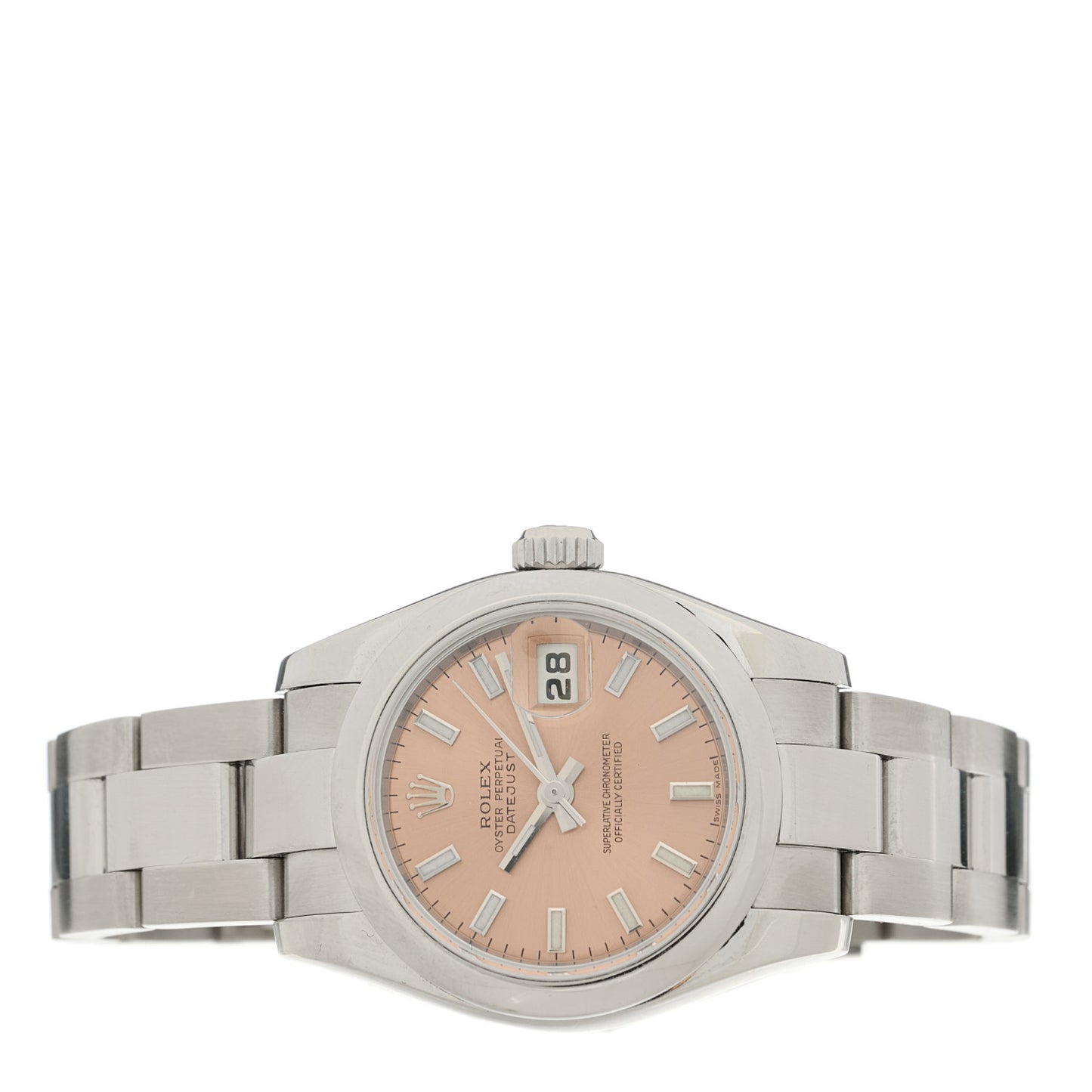 Stainless Steel 26mm Oyster Perpetual Datejust Watch Pink 179160