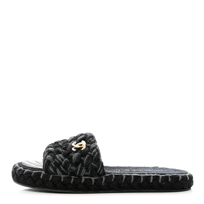 Chanel Cord Braided CC Mules 38 Black 1 of 9