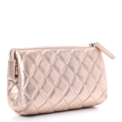 Chanel Metallic Lambskin Quilted Cosmetic Pouch Light Gold 3 of 11