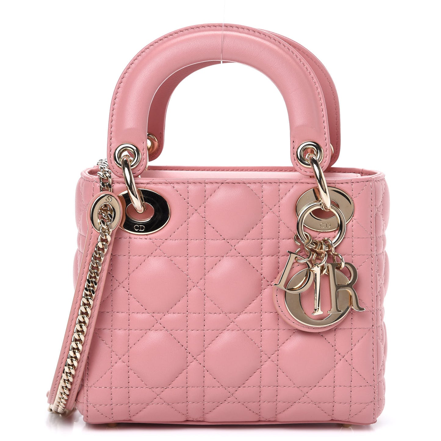 Lambskin Cannage Mini Lady Dior Rose Clair