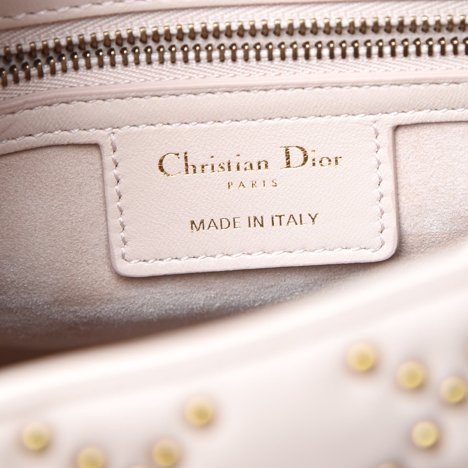 Christian Dior Calfskin Cannage Studded Medium Supple Lady Dior Light Pink 6 of 10
