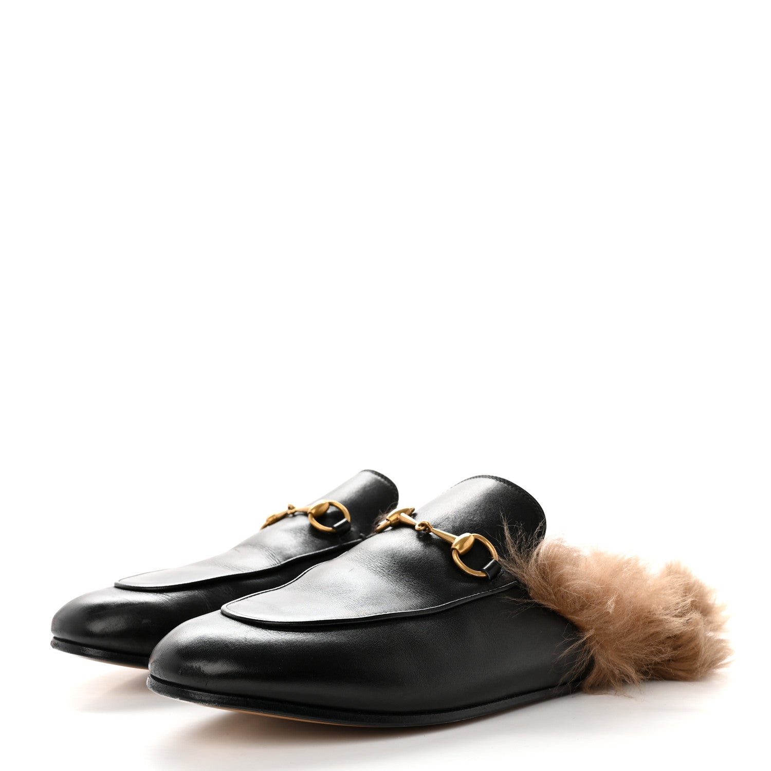 Gucci Calfskin Fur Womens Princetown Slippers 39 Black 3 of 11