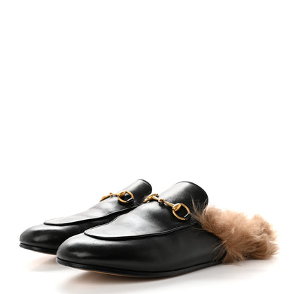 Gucci Calfskin Fur Womens Princetown Slippers 39 Black 3 of 11