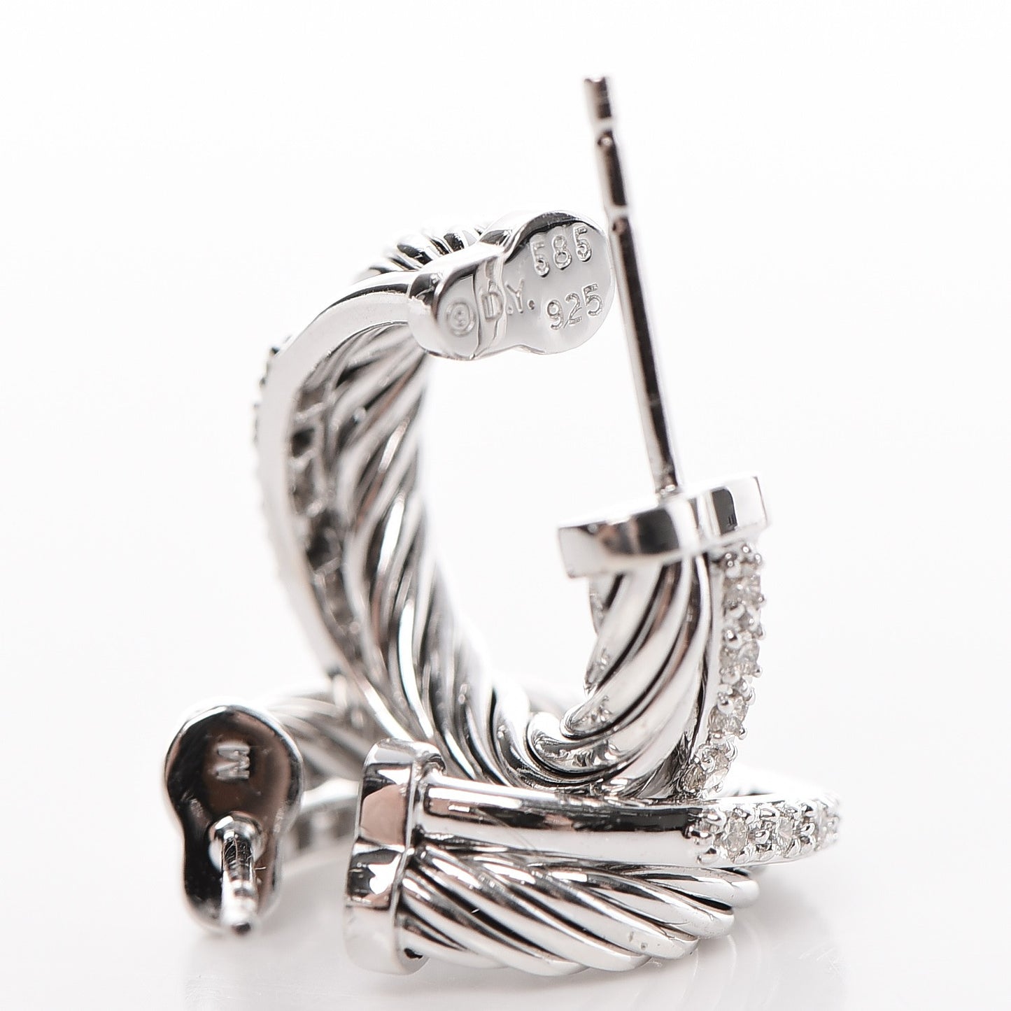 Sterling Silver Diamond Small Crossover Hoop Earrings