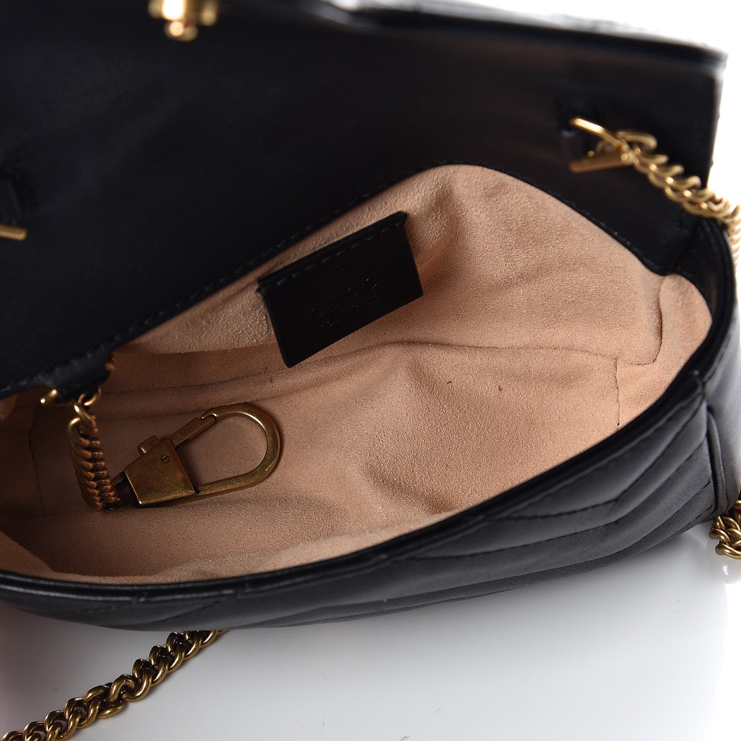 Gucci Calfskin Matelasse Super Mini GG Marmont Shoulder Bag Black 7 of 10