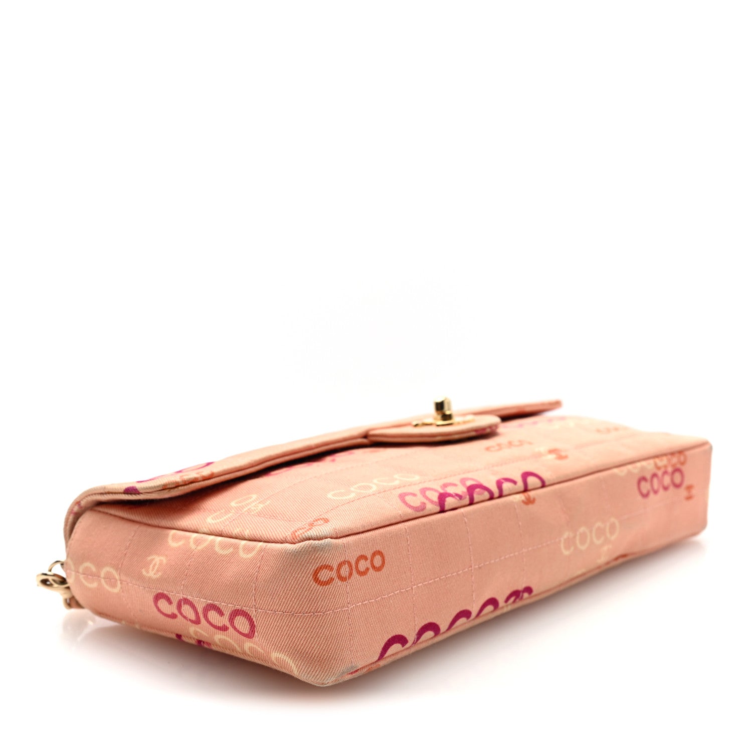 Chanel Canvas Chocolate Bar Quilted Coco East West Flap Pink 4 of 10