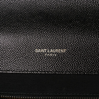 Saint Laurent Grain De Poudre Matelasse Chevron Large Monogram Satchel Black 6 of 10