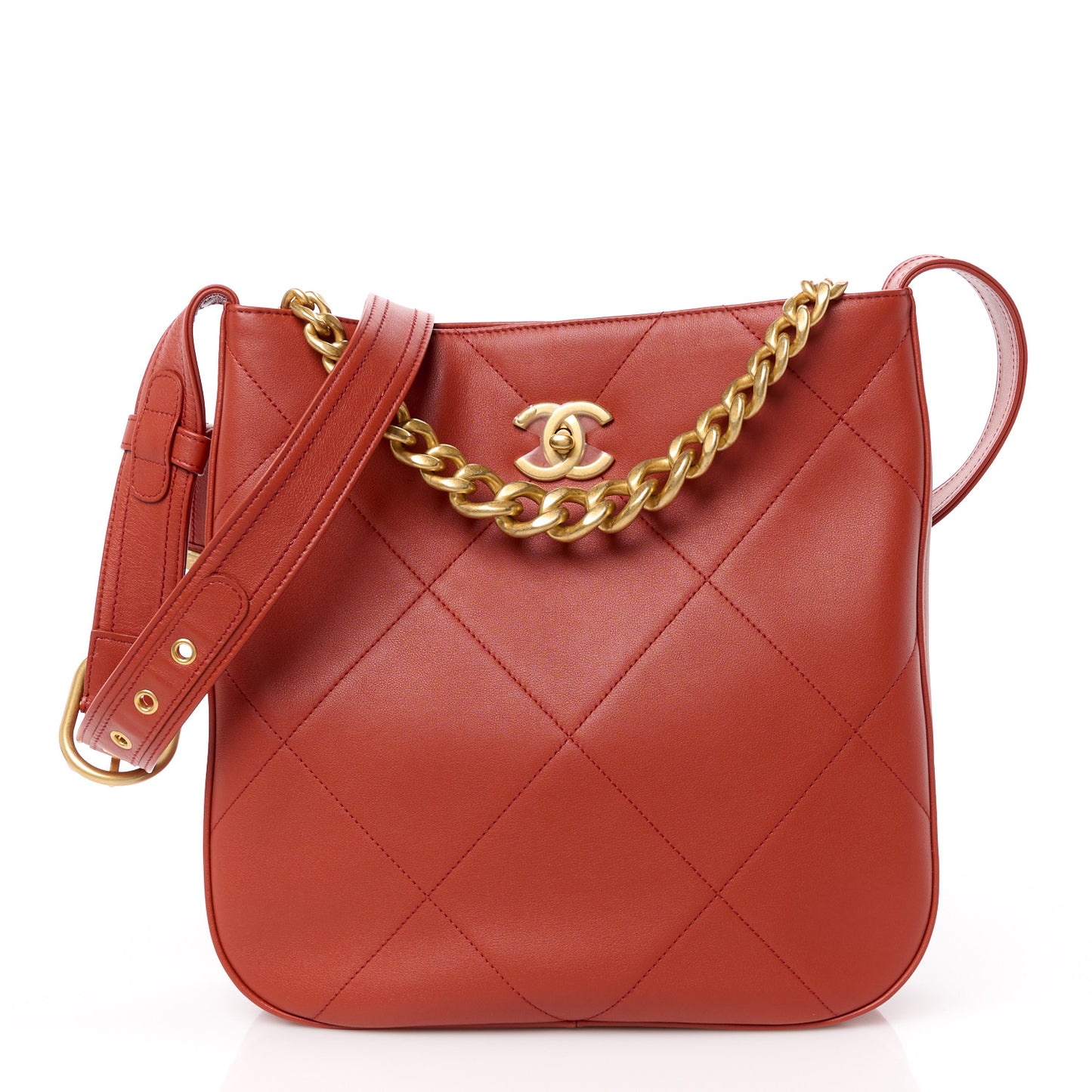 Calfskin Stitched Easy Mood Hobo Brown